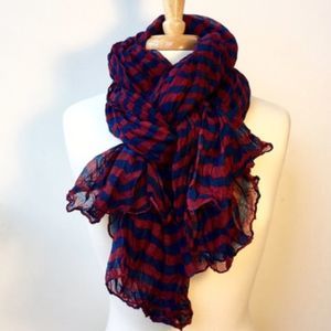 Crinkle Striped Gauzy Wrap Scarf, NWT